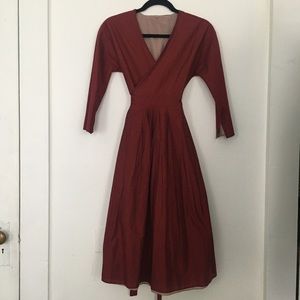 Max Mara Garnet & Dusty Rose Wrap Dress (S)